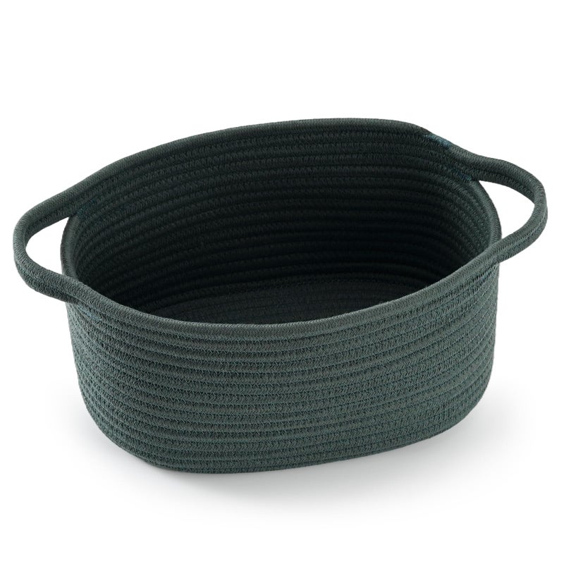 Happyiren Cute Woven Storage Basket with Handle â€“ Hunter Green Empty Gift Burr Basket for Valentines Day, Birthday, Holiday Gifts, Eco-Friendly, Decorative Organizer Bin for Nursery, Plants - Image 1