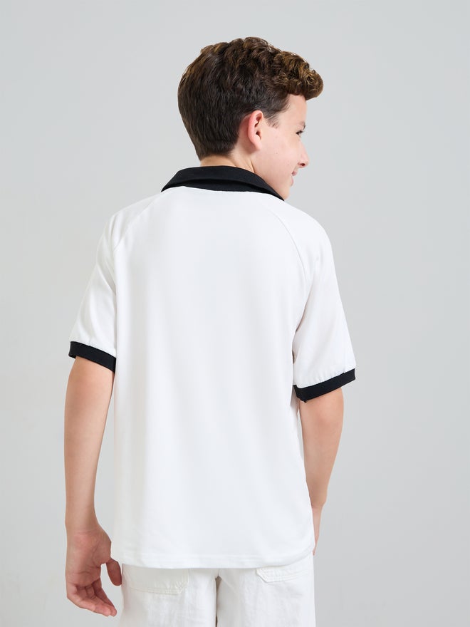 Styli Boys Text Print Raglan Sleeve Polo T-Shirt - Image 4