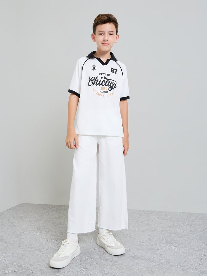 Styli Boys Text Print Raglan Sleeve Polo T-Shirt - Image 2