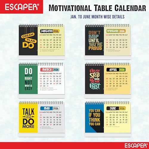 ESCAPER Dream Plan Do 2026 Motivational Desk Calendar – A5 Table Calendar with Inspirational Quotes, Desktop Planner for Office & Home, New Year 2026 Calendar - Image 2