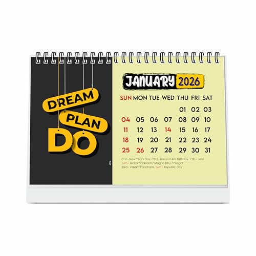 ESCAPER Dream Plan Do 2026 Motivational Desk Calendar – A5 Table Calendar with Inspirational Quotes, Desktop Planner for Office & Home, New Year 2026 Calendar - Image 1