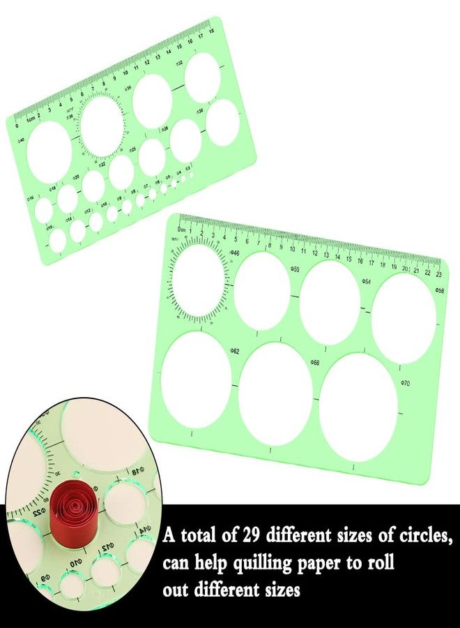 LOKUNN 2 Pcs Circle Template for Drawing, Ruler Quilling Tool, Round Hole Ruler Tool, Multi-Function Round Plastic Geometric Stencil Rulers Drawing Set for Studying, Designing, Office - Image 4