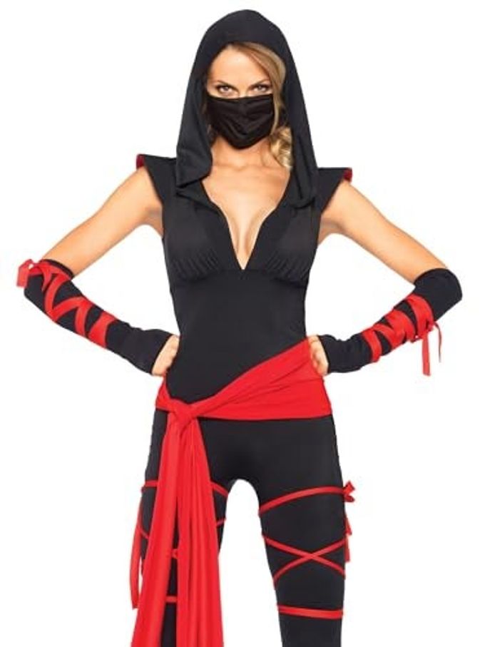 Leg Avenue Women's 4 Pc Deadly Ninja Costume, Black/Red, Small - Image 5