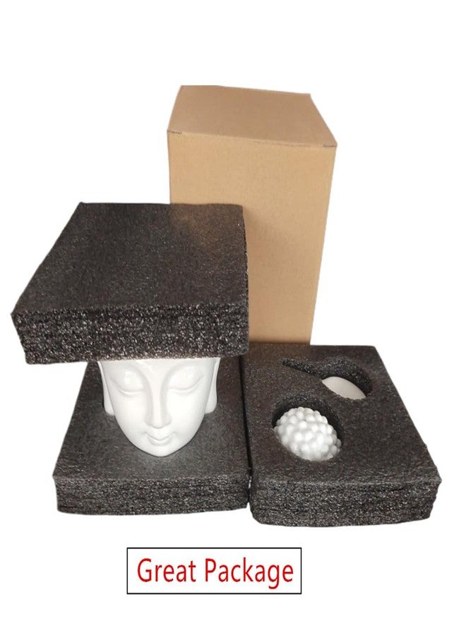 Ebonee Ceramic Buddha Head Essential Oil Burner with Candle Spoon for Yoga Spa, Aromatherapy Wax Melt Burners Oil Diffuser Tealight Candle Holder for Bedroom Home Garden Decor (White) - Image 5