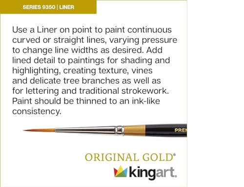 KINGART مجموعة فرش الفنانين الأصلية KINGART المتميزة 7 قطع من سلسلة Gold 9350، شعر تاكلون الذهبي الاصطناعي للرسم بالأكريليك والزيت والألوان المائية، مقبض قصير، 7 أحجام: 18/0، 10/0، 2/0، 0، 1، 2، 4 - Image 4