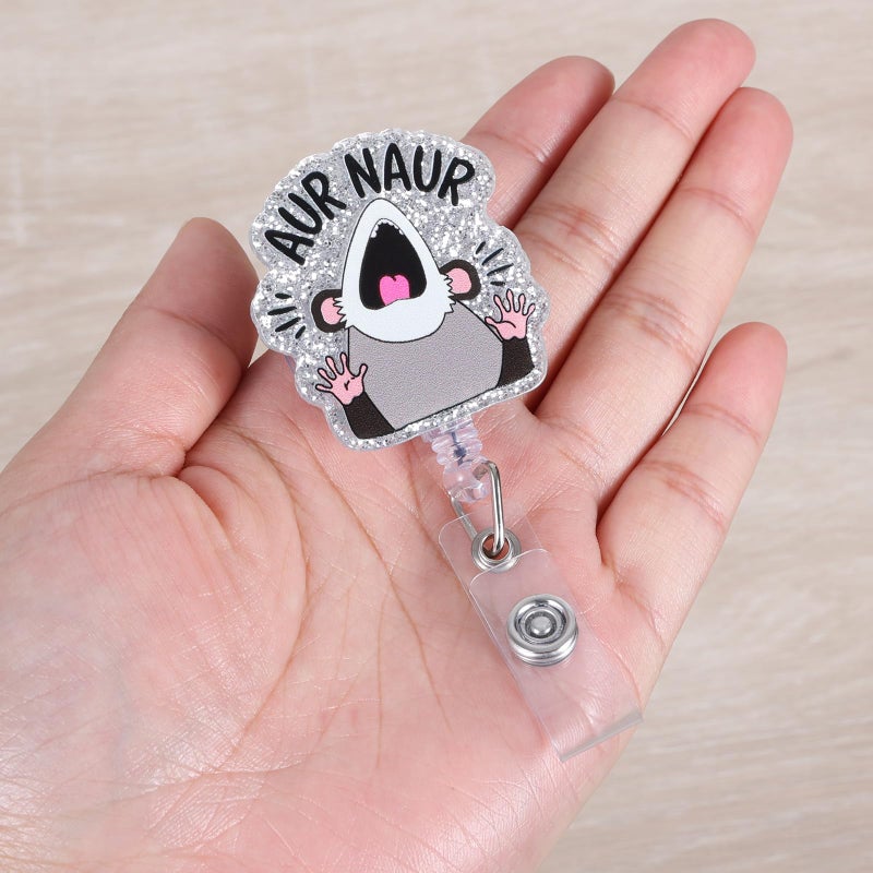 BVIIE Aur Naur Funny Nurse Badge Reel  Cute Possum Rn Badge Buddy  Peds Id Name Work Badge Holder With Retractable Clip Accessories For Lpn Cna Ma Nurse Doctor Nursing Student Teacher And Medical Workers - Image 3