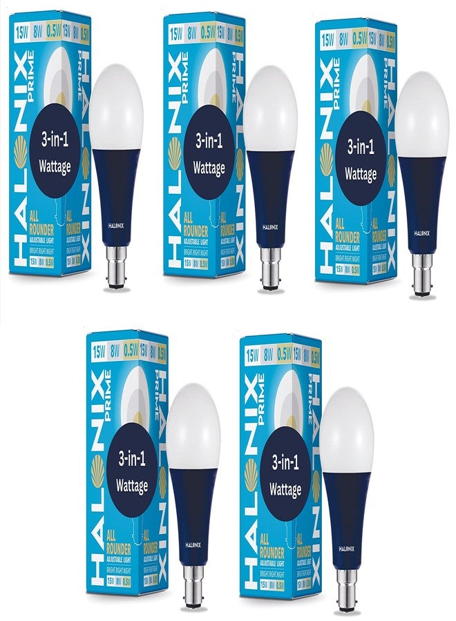 مصباح هالونيكس متعدد الاستخدامات بقدرات 0.5 واط، 8 واط، و15 واط في مصباح واحد من نوع B22 LED (عبوة من 5 قطع)