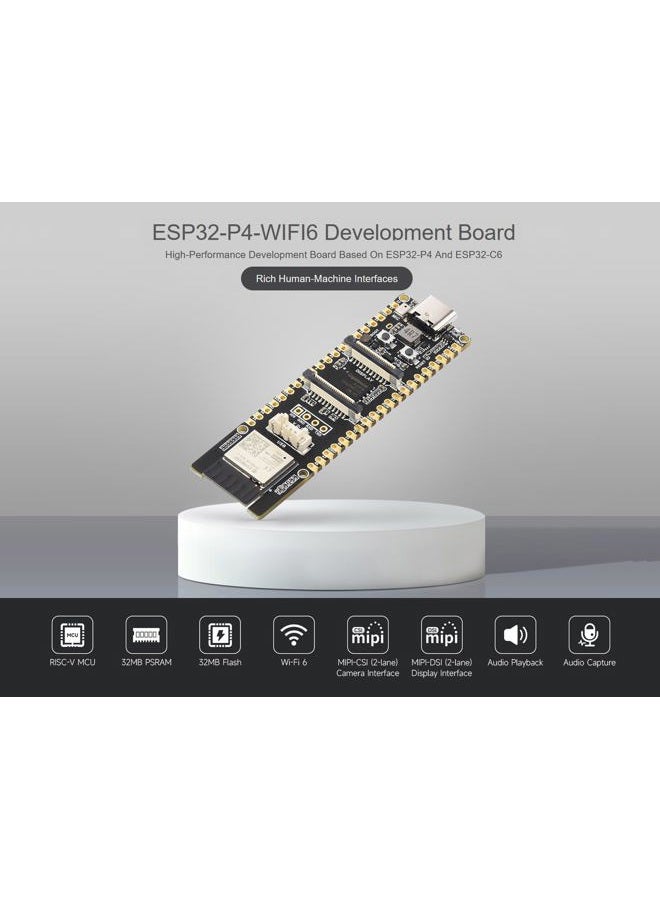 Waveshare ESP32-P4-WIFI6 Development Board Adopts ESP32-P4 Module, Onboard ESP32-C6 and 32MB Nor Flash, Support Wi-Fi 6 and Bluetooth 5 / BLE, with MIPI-CSI, MIPI-DSI, USB 2.0 OTG, Microphone, etc. - Image 2