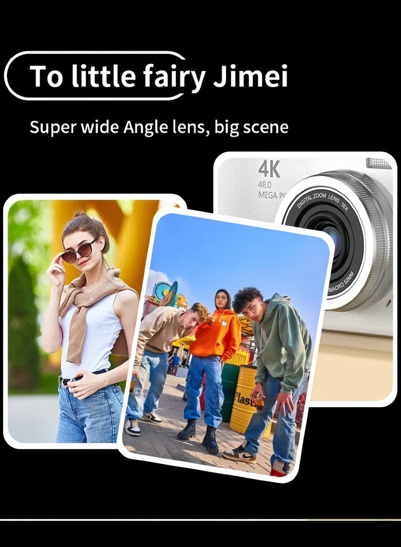LAYRA 4k CCD Digital Zoom Student Digital Camera 48MP Portable Digital Photography Camera 180° Flip Screen Selfie Camera，with 64GB SD card  - Image 5
