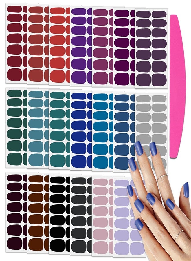 SILPECWEE 20 Sheets Dark Solid Color Nail Wraps for Women Nail Polish Strips Gel Nail Strips Self Adhesive Nail Sticker Fingernail Stickers Stick on Nails Accessories with 1pc Nail File - Image 1
