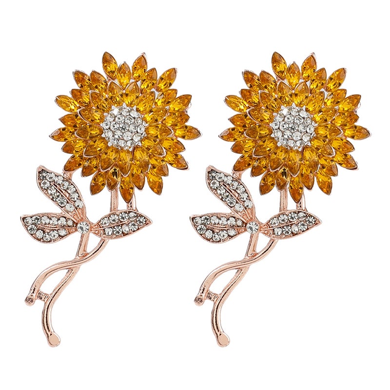 Brooch Jewelry For Women Flower Rhinestone Alloy Brooches Elegant Ladies Clothing Fastener 2Pcs - Image 1