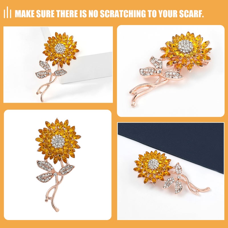 Brooch Jewelry For Women Flower Rhinestone Alloy Brooches Elegant Ladies Clothing Fastener 2Pcs - Image 4