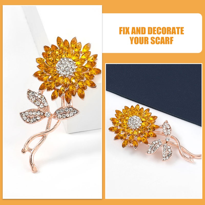 Brooch Jewelry For Women Flower Rhinestone Alloy Brooches Elegant Ladies Clothing Fastener 2Pcs - Image 5