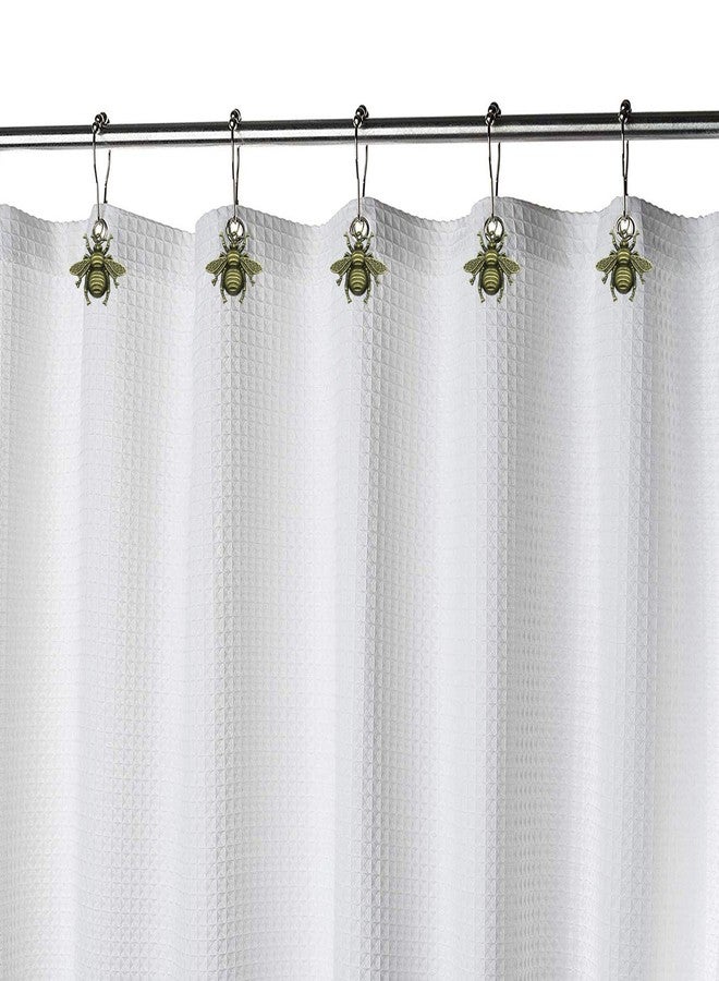 ZILucky Set of 12 Bee Shower Curtain Hooks Rings Garden Insect Flowers Spring Theme Bathroom Decor (Bronze) - Image 2