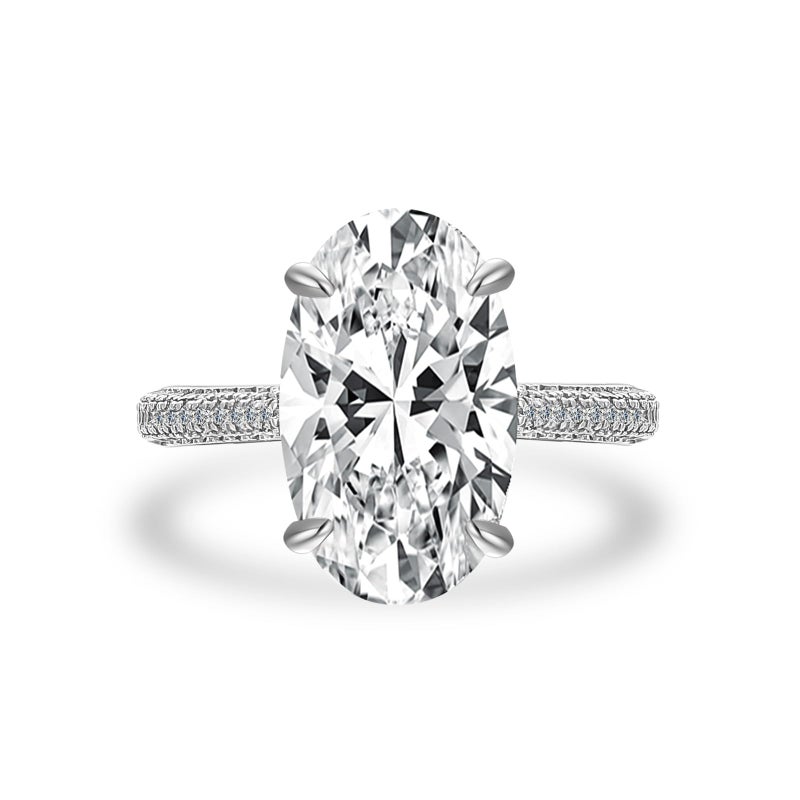 RODIFFY 5.0/8.0CT Excellent Oval Cut Engagement Ring,D-Color VVS Big CZ Gemstone S925 Promise Ring (6.5CT, 6) - Image 1