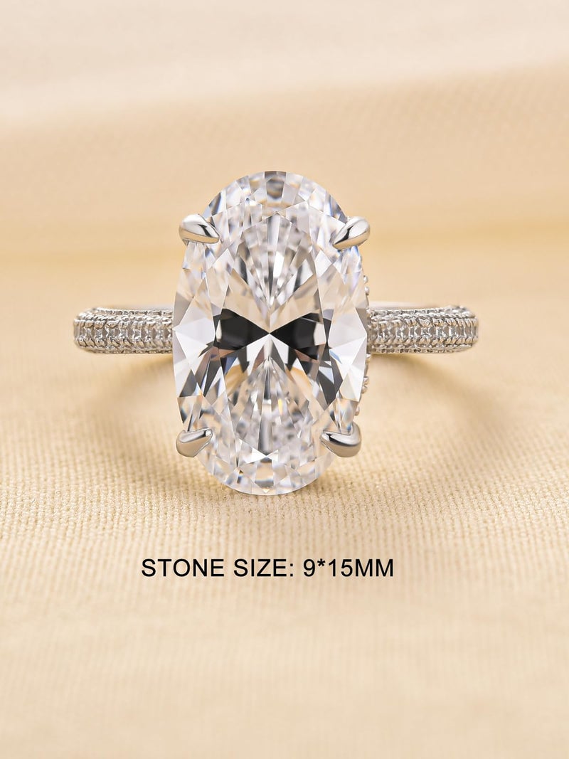 RODIFFY 5.0/8.0CT Excellent Oval Cut Engagement Ring,D-Color VVS Big CZ Gemstone S925 Promise Ring (6.5CT, 6) - Image 2