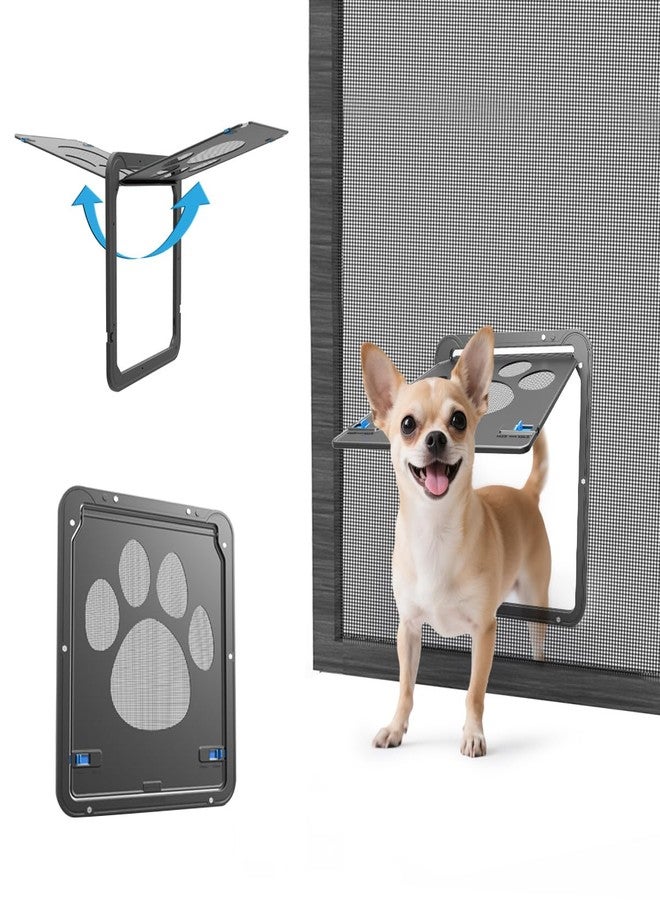 PETLESO Small Dog Door for Screen Door, Cat Door 8"×10" Magnetic Flap Self-Closing, Pet Screen Door for Sliding Door, Puppy Doggy and Cat Door Built in Screen, Lockable, Black S - Image 1
