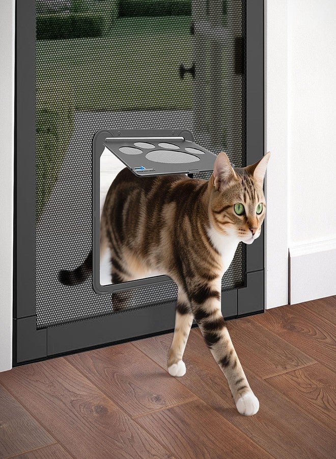 PETLESO Small Dog Door for Screen Door, Cat Door 8"×10" Magnetic Flap Self-Closing, Pet Screen Door for Sliding Door, Puppy Doggy and Cat Door Built in Screen, Lockable, Black S - Image 2