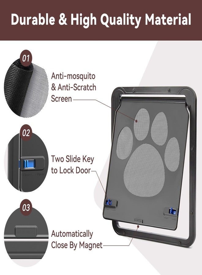 PETLESO Small Dog Door for Screen Door, Cat Door 8"×10" Magnetic Flap Self-Closing, Pet Screen Door for Sliding Door, Puppy Doggy and Cat Door Built in Screen, Lockable, Black S - Image 3
