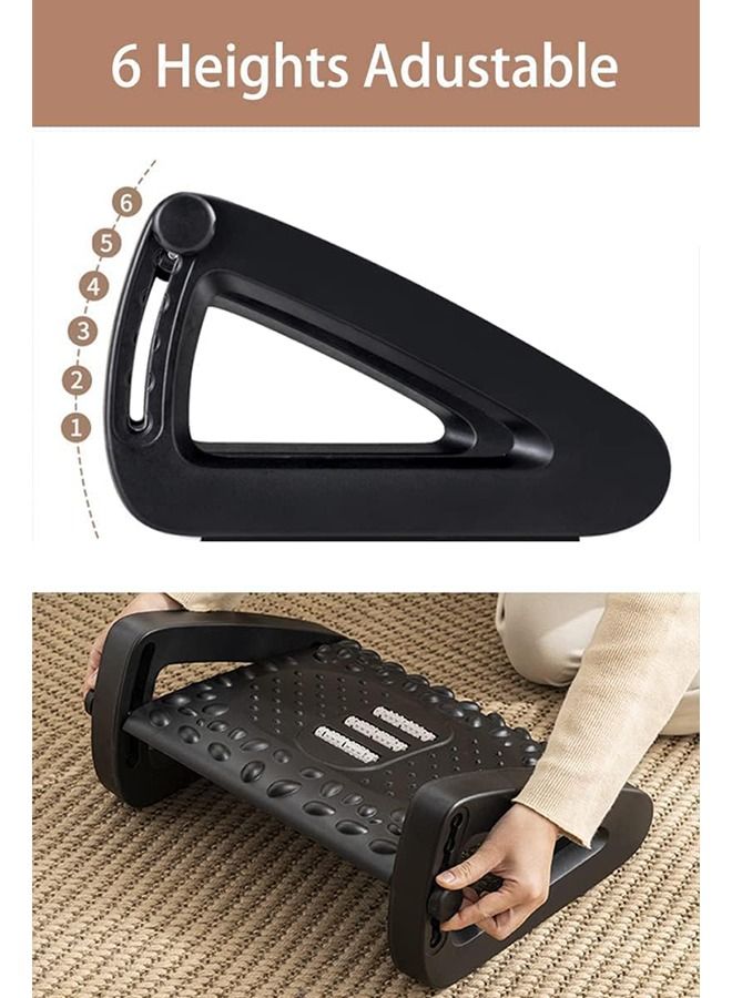Arabest Adjustable Footrest for Under Desk-Ergonomic Tilt Locked Foot Rest with 6 Height Position,Foot Stool with Non-skid Massage Surface for Home,Office (D) - Image 5