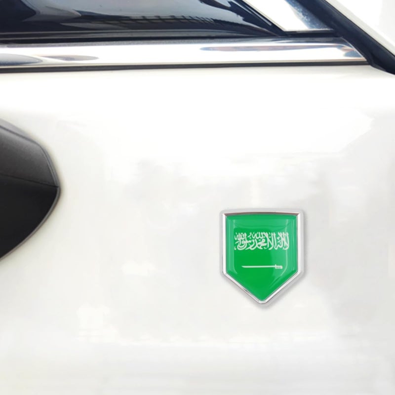 Overdecor Saudi Arabia Flag Decal Stickers Car Emblem Saudi Arabian Car Accessories Decorations Chrome Shield Flag Sticker Decals for Cars Truck Vehicles, 2 Pack - Image 4