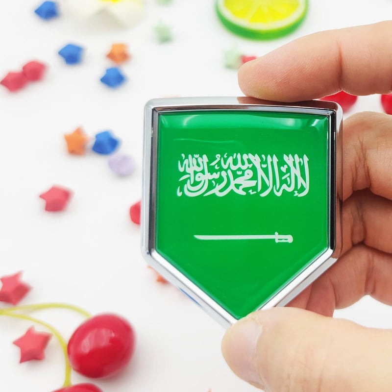 Overdecor Saudi Arabia Flag Decal Stickers Car Emblem Saudi Arabian Car Accessories Decorations Chrome Shield Flag Sticker Decals for Cars Truck Vehicles, 2 Pack - Image 2