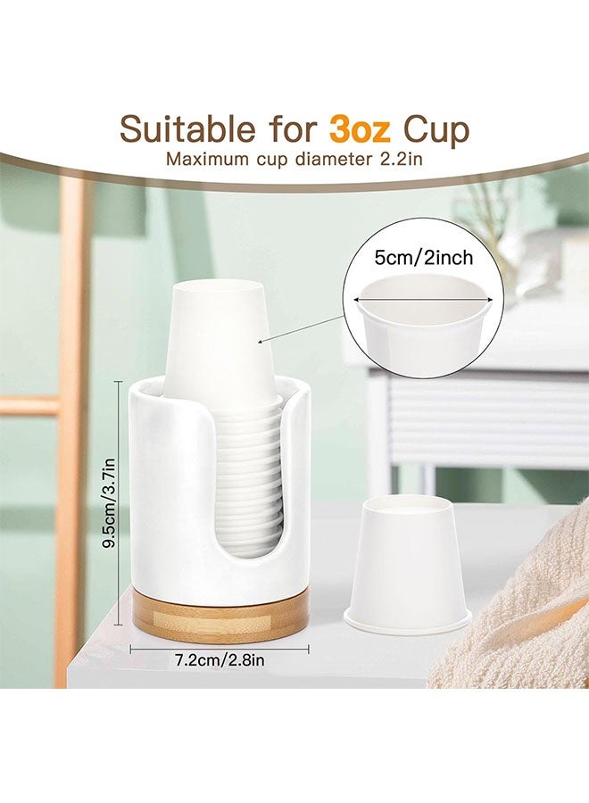 موزع أكواب منزلي، يحمل كوب غسول الفم بسعة 3 أونصة، حامل ورق للاستعمال مرة واحدة، موزع أكواب صغير، حامل أكواب بقاعدة من الخيزران - Image 2