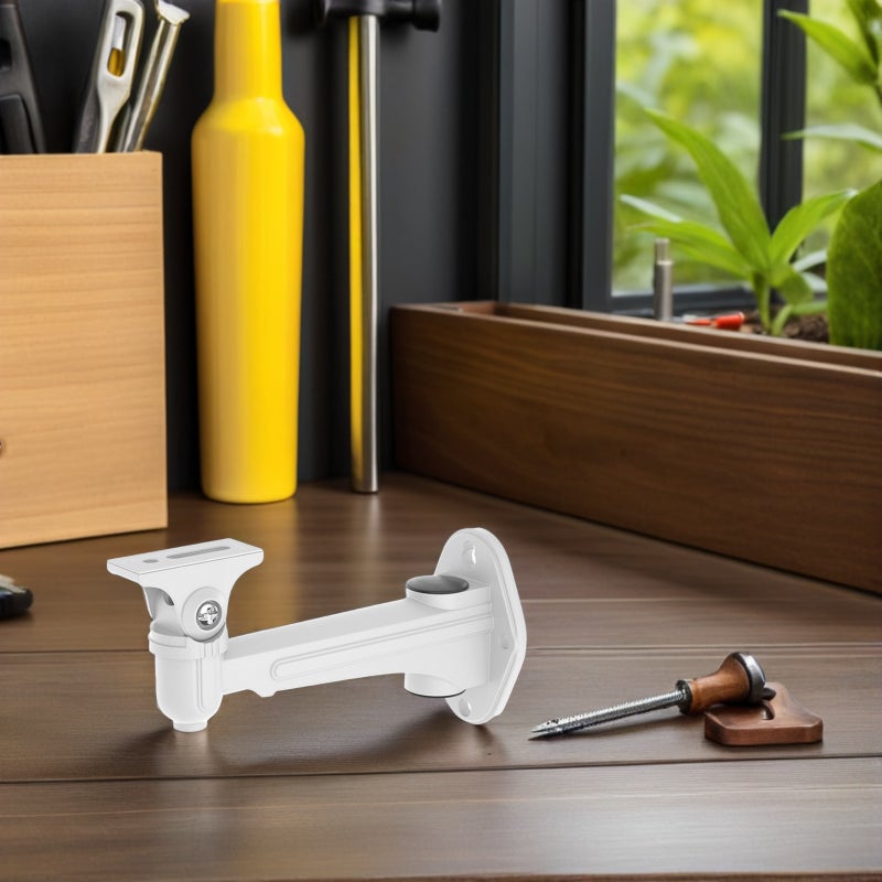 Wall Mount Security Camera Bracket Adjustable Indoor Outdoor CCTV Camera Holder (White) - Image 5