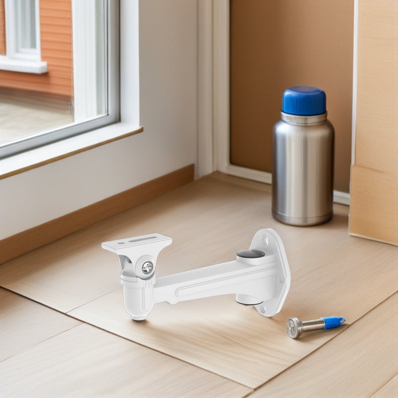 Wall Mount Security Camera Bracket Adjustable Indoor Outdoor CCTV Camera Holder (White) - Image 3