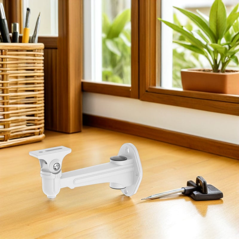 Wall Mount Security Camera Bracket Adjustable Indoor Outdoor CCTV Camera Holder (White) - Image 4