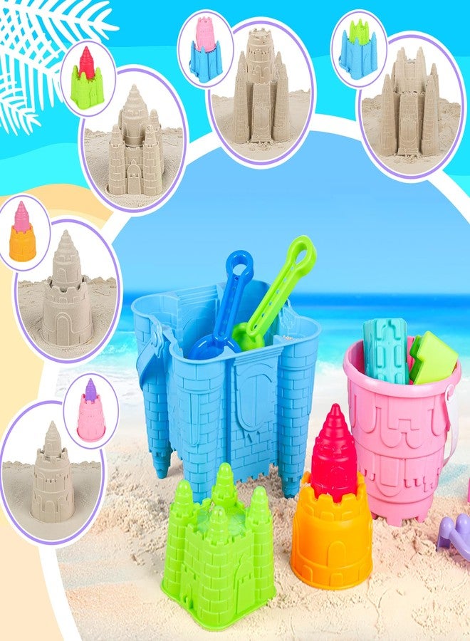 IVENRXIU Beach Toys, Creative Sand Toys for Kids Boys and Girls, Sand Castle Building Kit with Stack Castle Buckets, Tools, Mesh Bags, Character Molds for Role Play, Outdoor Toys for Toddlers Kids Ages 3-10 - Image 2