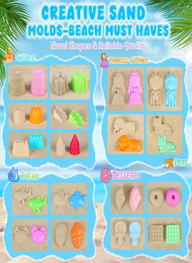 IVENRXIU Beach Toys, Creative Sand Toys for Kids Boys and Girls, Sand Castle Building Kit with Stack Castle Buckets, Tools, Mesh Bags, Character Molds for Role Play, Outdoor Toys for Toddlers Kids Ages 3-10 - Image 3