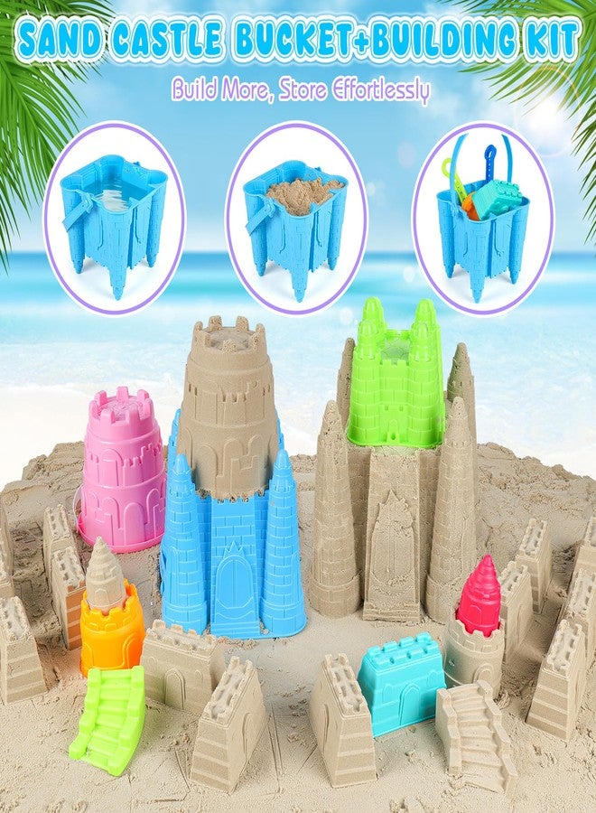 IVENRXIU Beach Toys, Creative Sand Toys for Kids Boys and Girls, Sand Castle Building Kit with Stack Castle Buckets, Tools, Mesh Bags, Character Molds for Role Play, Outdoor Toys for Toddlers Kids Ages 3-10 - Image 4