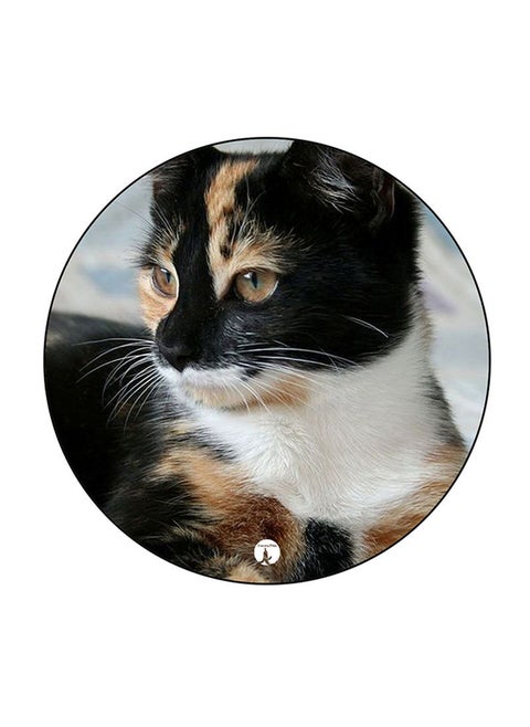 Cat Printed Mouse Pad Round  Multicolour