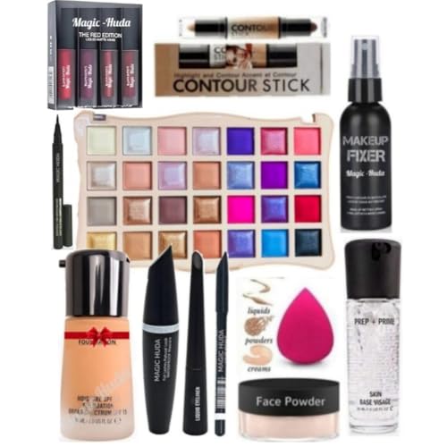 MagicHuda Magic Huda Professional Waterproof HD Beauty Parlour Makeup Kits Combo For Women & Girls With All Products In 1 Set, Gift Set for Women (Medium) Long Lasting | Full Coverage | Bridal Makeup Kit for Women, Makeup Kit For All Skin Tone (12 items makeup combo in the one set) - Image 1