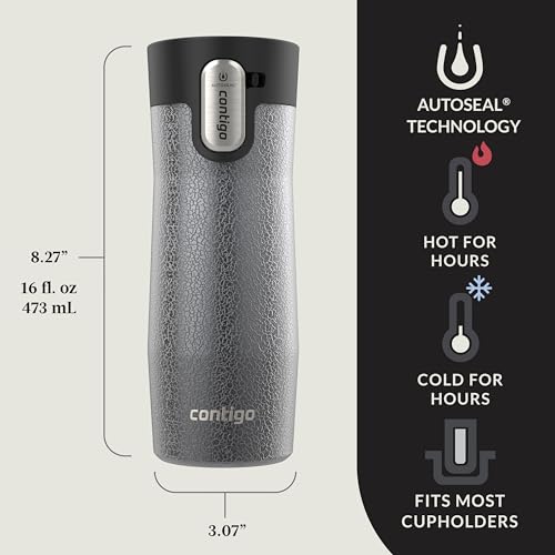 Contigo AUTOSEAL West Loop Vacuum-Insulated Stainless Steel Travel Mug with Easy-Clean Lid 16 oz Crystal Sake - Image 2