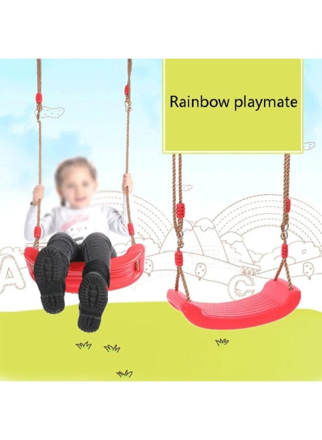 Rainbow Toys Swings Hanging Swing Seat with Height Adjustable Ropes Swing Sets for Backyard Curved Board Kids Swing Swing Sets - Image 3