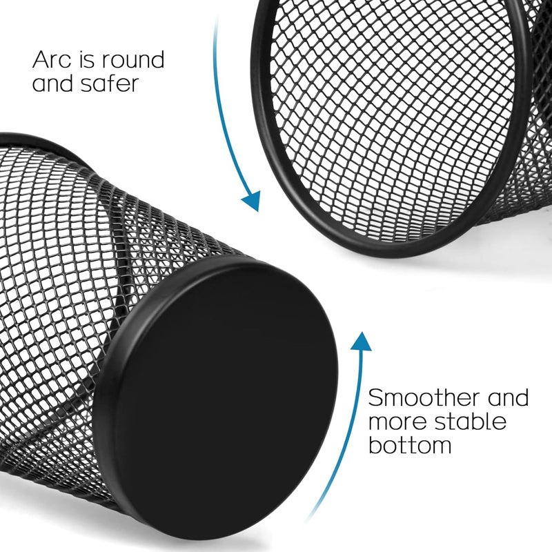 QYH Mesh Pencil Holder for Desk 6 Pack, Metal Pen Cup Black | Pen Holder for Desk, Desk Organizer for Office, Business, School &  Home - Image 4