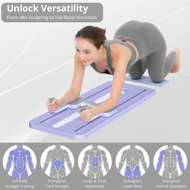 JANUA 5 in 1 Pilates Sliding Board Set, Multi-Purpose Foldable Pilates Reformer for Home, Purple - Image 3