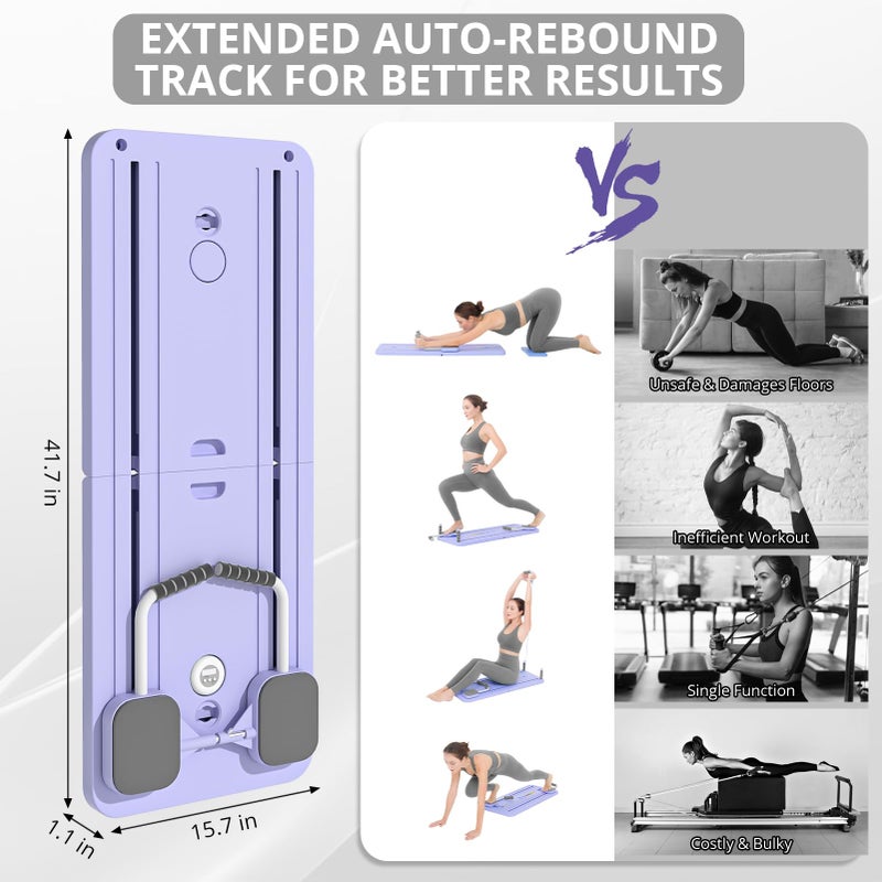JANUA 5 in 1 Pilates Sliding Board Set, Multi-Purpose Foldable Pilates Reformer for Home, Purple - Image 5