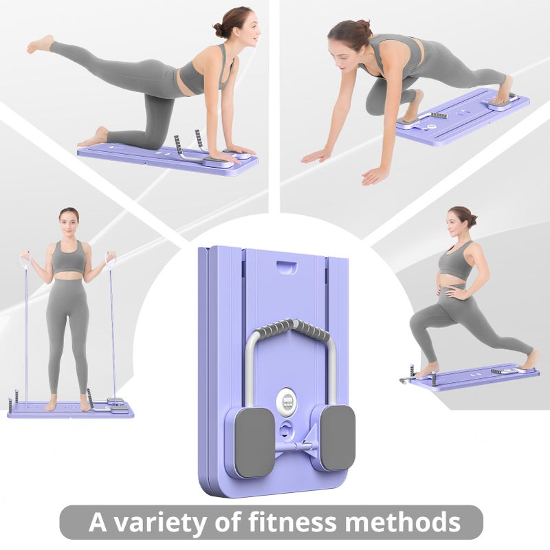 JANUA 5 in 1 Pilates Sliding Board Set, Multi-Purpose Foldable Pilates Reformer for Home, Purple - Image 2