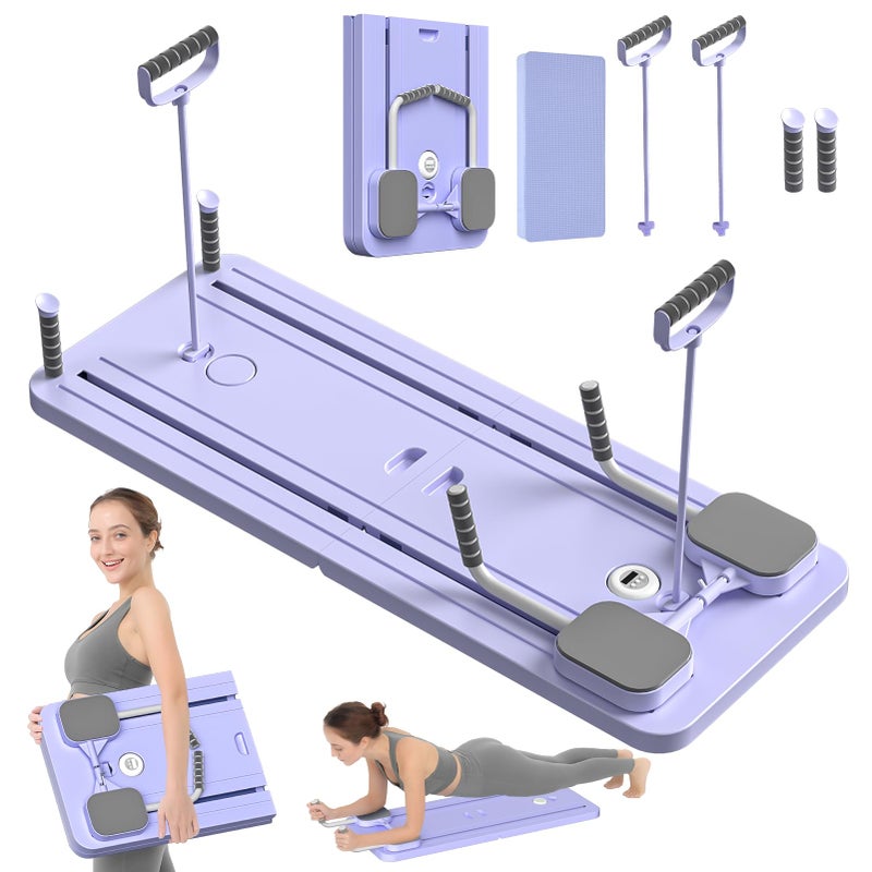 JANUA 5 in 1 Pilates Sliding Board Set, Multi-Purpose Foldable Pilates Reformer for Home, Purple - Image 1