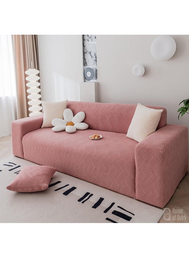 House of Quirk Universal Single Seater 220 GSM Jacquard Fabric Sofa Cover Soft Touching Cover for Couch Flexible Stretch Sofa Slipcover (Pink, 90-140cm) - Image 1