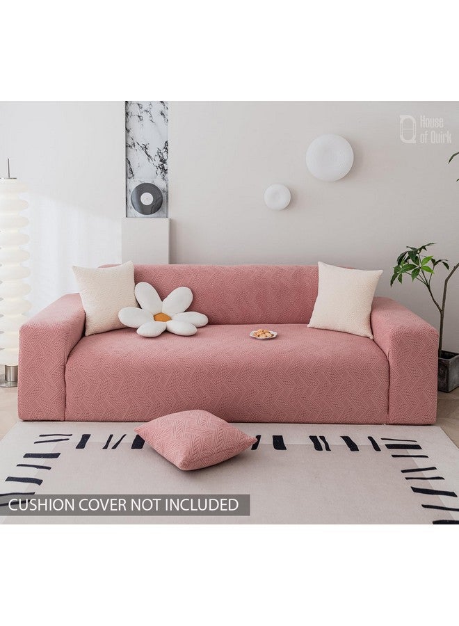 House of Quirk Universal Single Seater 220 GSM Jacquard Fabric Sofa Cover Soft Touching Cover for Couch Flexible Stretch Sofa Slipcover (Pink, 90-140cm) - Image 2