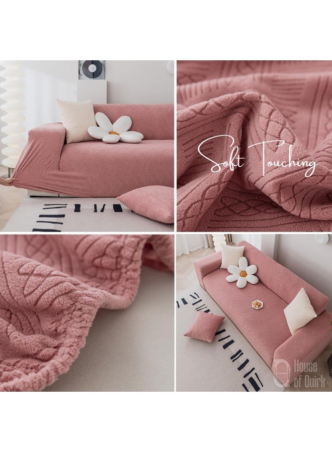 House of Quirk Universal Single Seater 220 GSM Jacquard Fabric Sofa Cover Soft Touching Cover for Couch Flexible Stretch Sofa Slipcover (Pink, 90-140cm) - Image 3