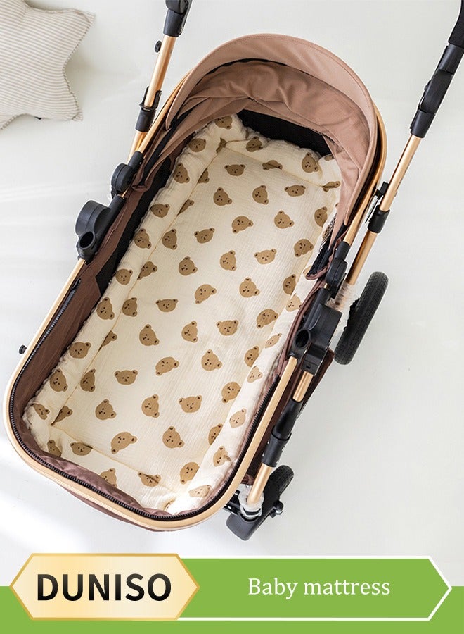 DUNISO Baby Stroller Cushion, cartoon pattern  lying cushion , cotton children's dining chair cushion, shockproof and breathable, double-sided usable, suitable for infants aged 0 to 3 years old, 40 * 80cm - Image 1