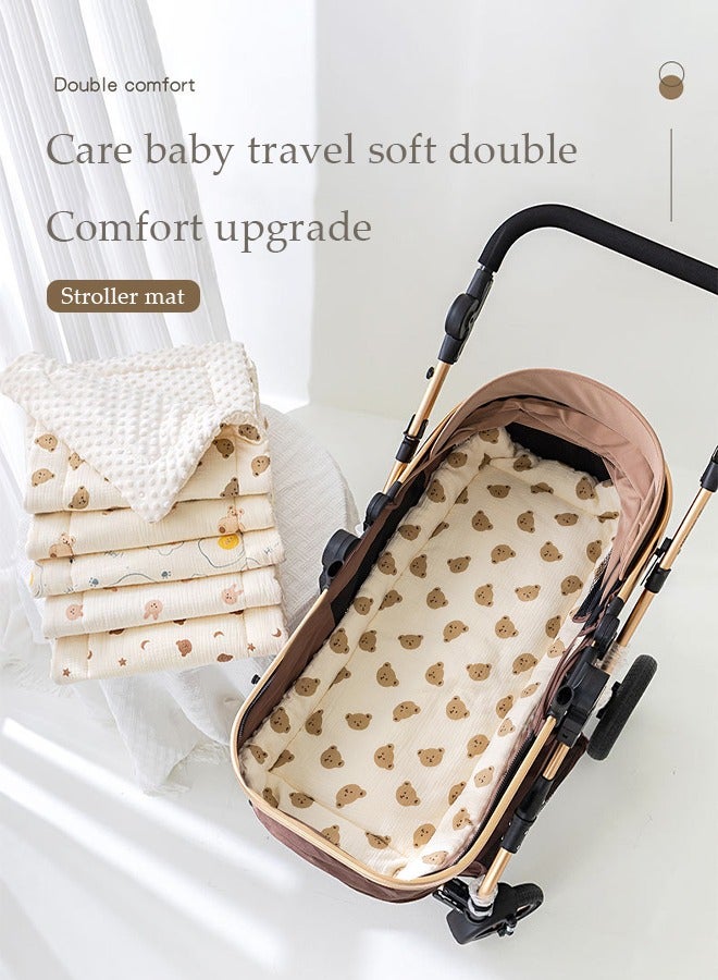 DUNISO Baby Stroller Cushion, cartoon pattern  lying cushion , cotton children's dining chair cushion, shockproof and breathable, double-sided usable, suitable for infants aged 0 to 3 years old, 40 * 80cm - Image 3