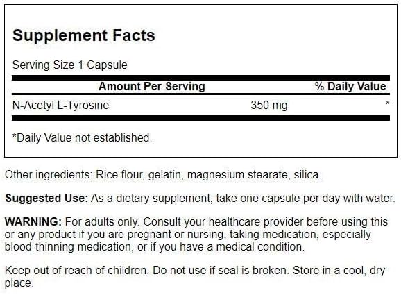 Swanson NAcetyl LTyrosine  Amino Acid Supplement Supporting Overall Brain Health  Central Nervous System Function  Promotes  Cognitive Health  60 Capsules 350mg Each - Image 2