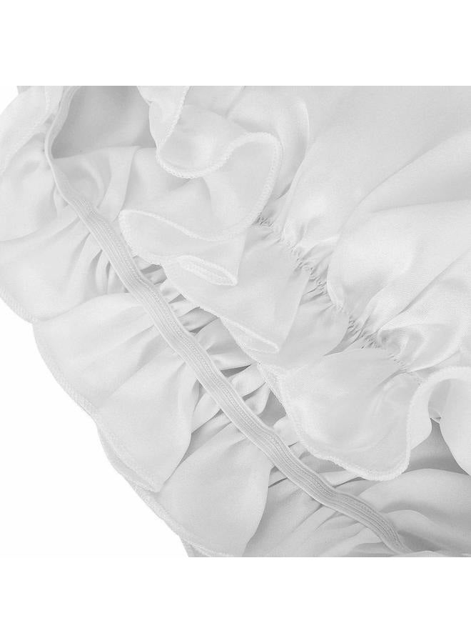 moonsix Women's Natural Silk Night Cap Satin Sleep Caps Elastic Head Cover Bonnet for Hair Care,Elastic,White - Image 4