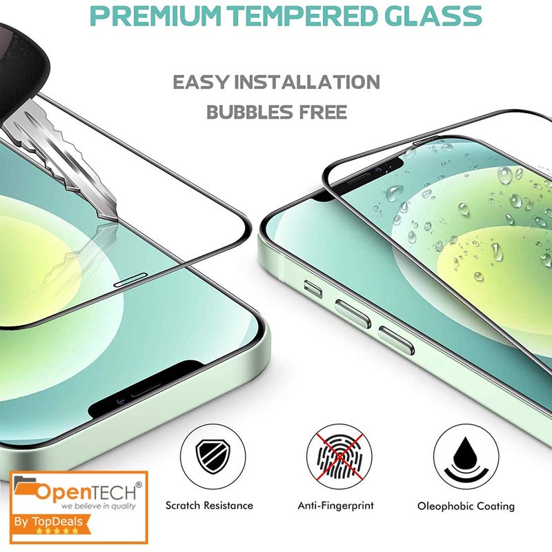 OpenTech ® Military-Grade Gorilla Tempered Glass Screen Protector for iPhone 12/12 Pro with Edge to Edge Coverage - Case Friendly, Anti-scratch, 9H Hardness and Bubble free installation kit - Image 4